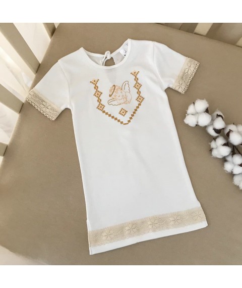 Shirt BetiS "Little Angel" short sleeve, with embroidery Milk / gold Interlock 27688694 Height 80