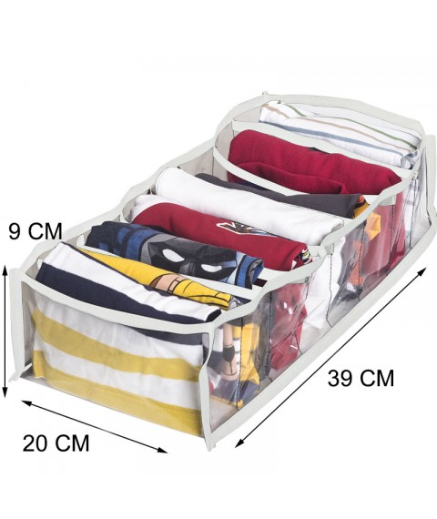 Flexible organizer for storing T-shirts, bodysuits, raglans M (white)