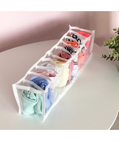 Transparent organizer for panties and socks 10 cells XS (white)