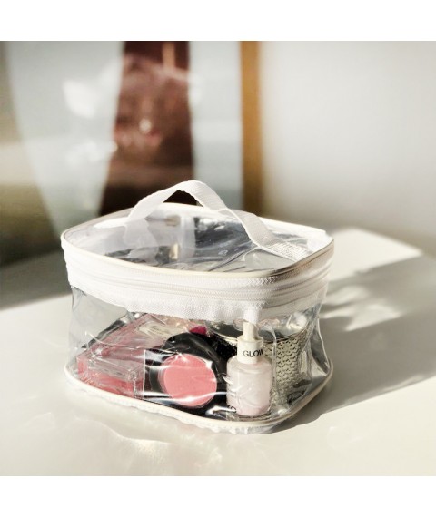 Set of 2 transparent cosmetic bags ORGANIZE (white)