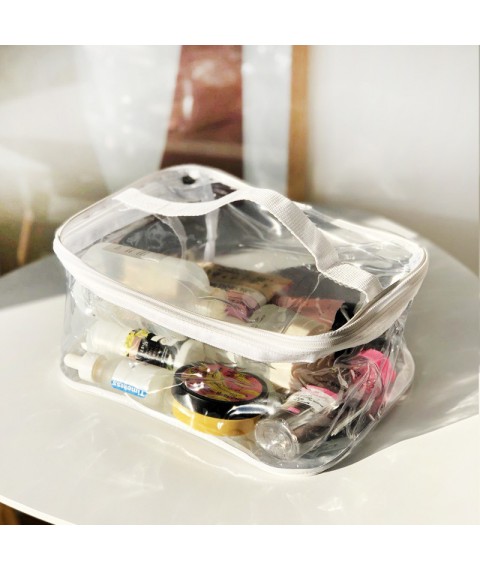 Transparent cosmetic bag made of dense silicone L ORGANIZE (white)