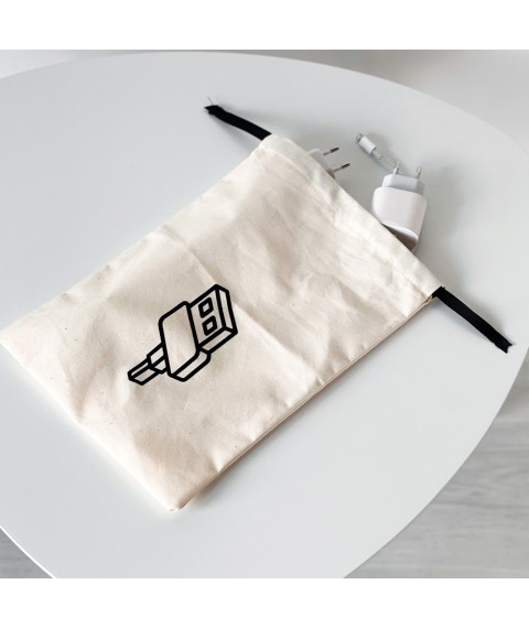 Cotton bag for chargers and gadgets 20*30 cm Gadget (light)