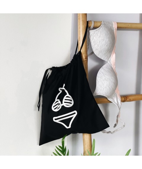 Cotton bag for things 30*35 cm Beach (black)