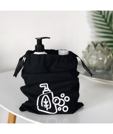 Cotton bag for cosmetics 30*20 cm Soap (black)