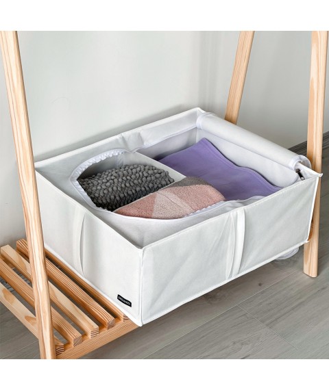 Storage box with removable partition 50*41*18 cm ORGANIZE (white)