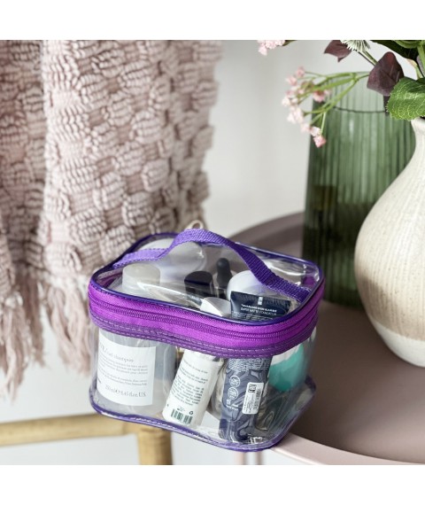 Set of 2 transparent cosmetic bags ORGANIZE (purple)