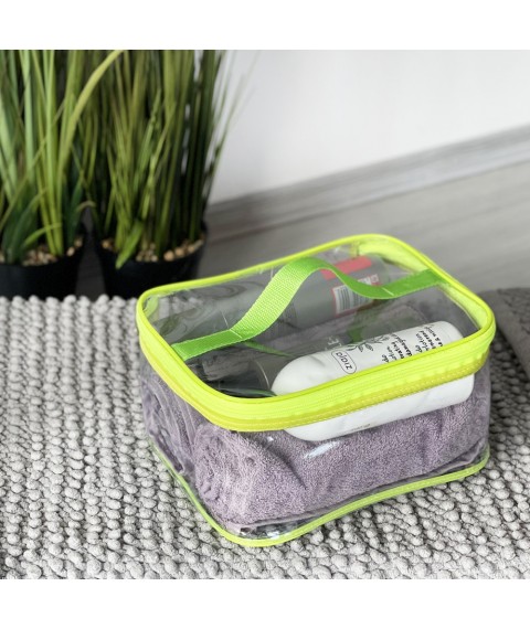 Transparent cosmetic bag made of dense silicone L ORGANIZE (neon)