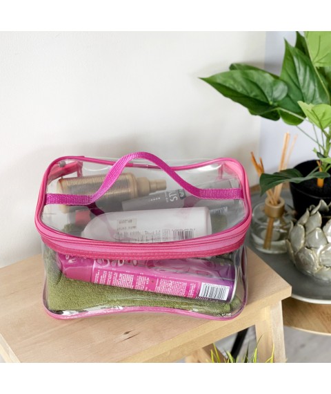 Transparent cosmetic bag made of dense silicone L ORGANIZE (pink)