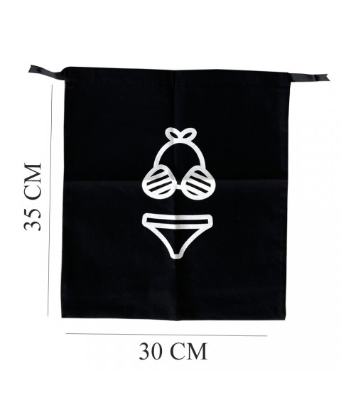 Cotton bag for things 30*35 cm Beach (black)