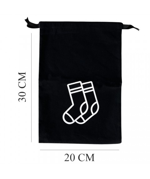 Мішечок бавовняний для шкарпеток  20*30 см Socks (чорний)
