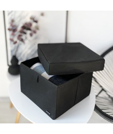 Коробка для зберігання речей L з кришкою - 30*30*20 см (чорний)