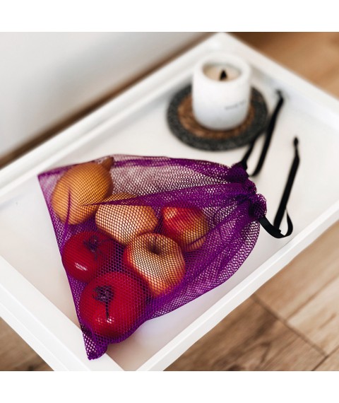 Strong mesh bag for groceries M 30*30 cm (purple)