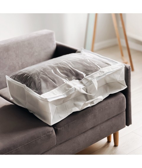 Сумка-чохол для зберігання ковдр та подушок L - 70*50*20 см (білий)