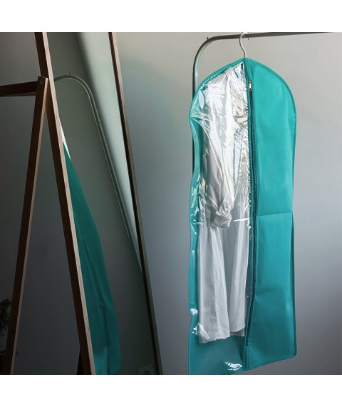 Чохол флізеліновий для одягу з прозорою вставкою 60*100 см (лазур)