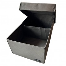 Короб для вертикального хранения на два отдела с крышкой 40*25*16 см (серый)
