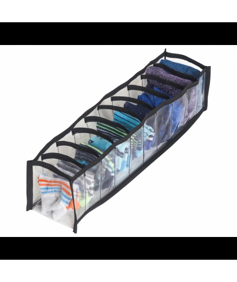 Transparent organizer for panties and socks 10 cells XS (black)