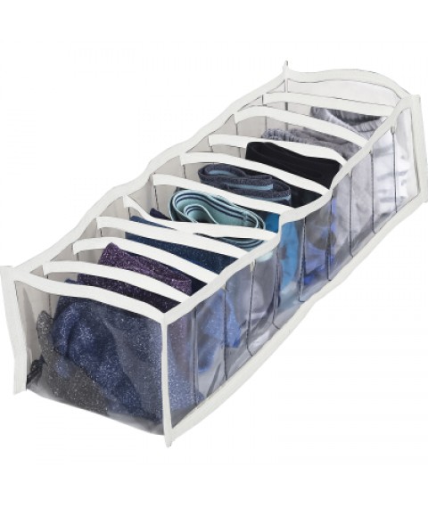 Transparent organizer with 10 compartments for panties S (white)