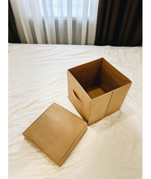 Storage box with lid 30*30*30 cm ORGANIZE (beige)