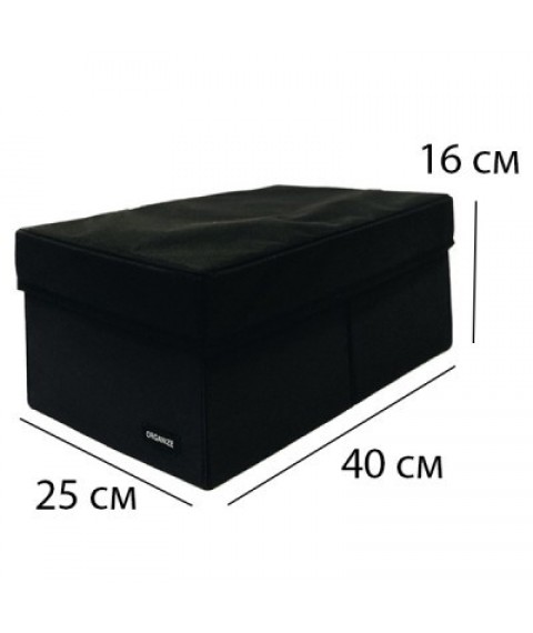 Vertical storage box for two compartments with a lid 40*25*16 cm (black)