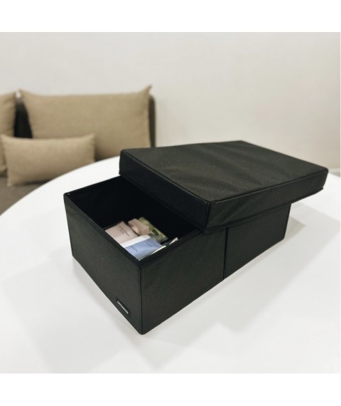 Vertical storage box for two compartments with a lid 40*25*16 cm (gray)
