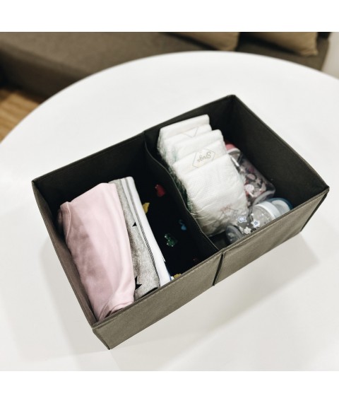 Vertical storage box with partition ORGANIZE (gray)