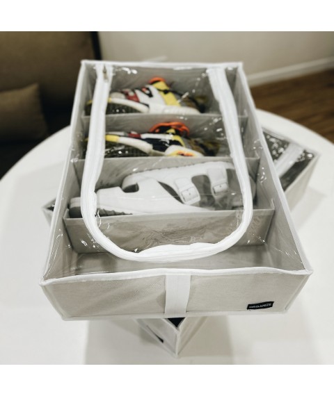 Органайзер для зберігання чобіт і демісезонного взуття зі знімними перегородками 50*35*14 см ORGANIZE (білий)
