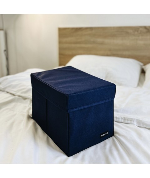 Ящик-органайзер для зберігання речей з кришкою M - 30*19*19 см (синій)