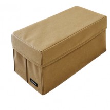 Textile storage box with lid S - 34*16*16 cm (beige)