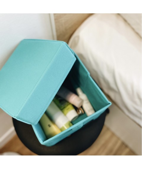 Organizer for small items with lid XS - 17*17*16 cm (azure)