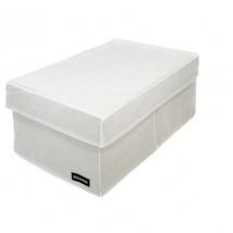 Two-compartment storage box with lid (white)