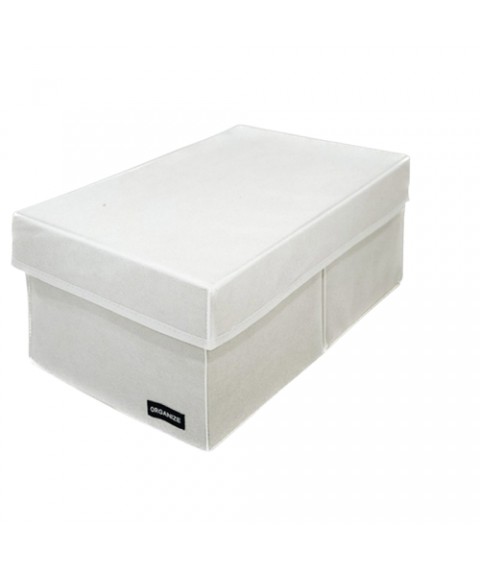 Two-compartment storage box with lid (white)