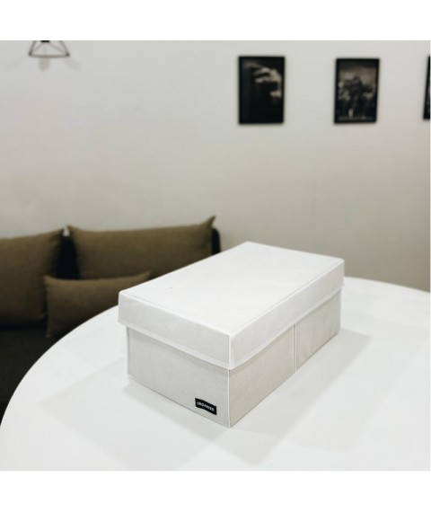 Two-compartment storage box with lid (white)