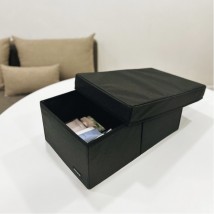 Vertical storage box for two compartments with a lid 40*25*16 cm (black)