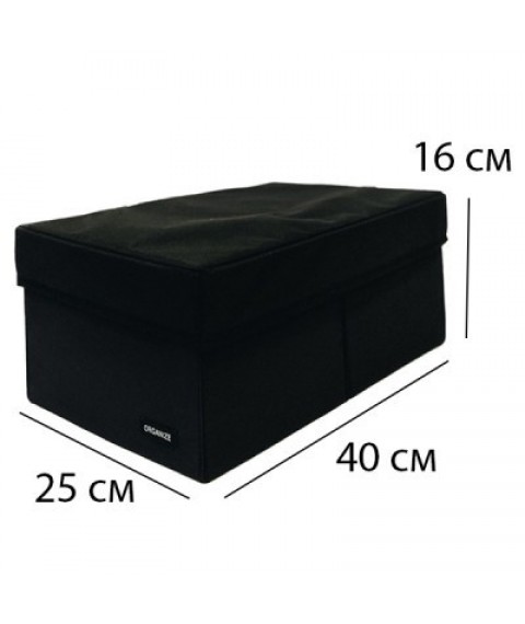 Короб для вертикального хранения на два отдела с крышкой 40*25*16 см (черный)