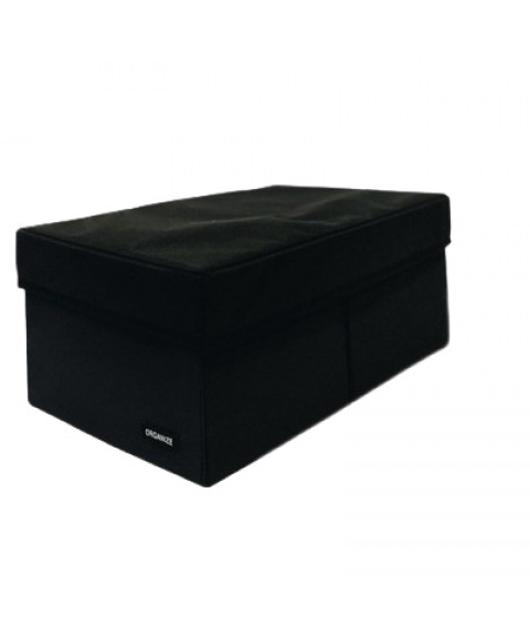 Vertical storage box for two compartments with a lid 40*25*16 cm (black)