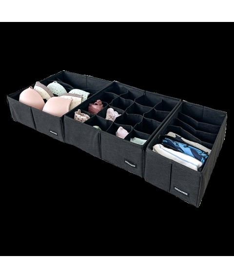 Set of laundry organizers 3 pcs (black)