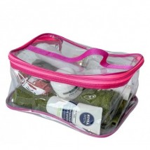 Transparent cosmetic bag made of dense silicone L ORGANIZE (pink)