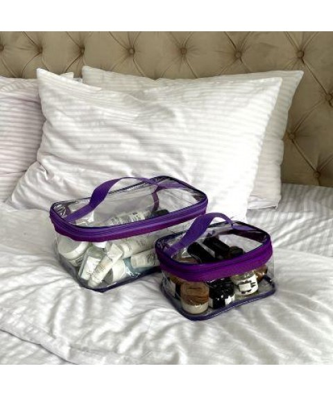 Set of 2 transparent cosmetic bags ORGANIZE (purple)