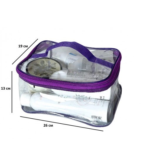 Set of 2 transparent cosmetic bags ORGANIZE (purple)