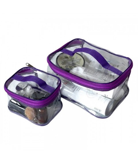 Set of 2 transparent cosmetic bags ORGANIZE (purple)