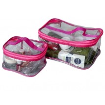 Set of 2 transparent cosmetic bags ORGANIZE (pink)