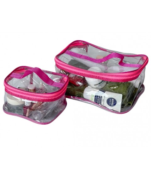 Set of 2 transparent cosmetic bags ORGANIZE (pink)