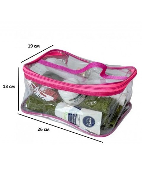 Set of 2 transparent cosmetic bags ORGANIZE (pink)