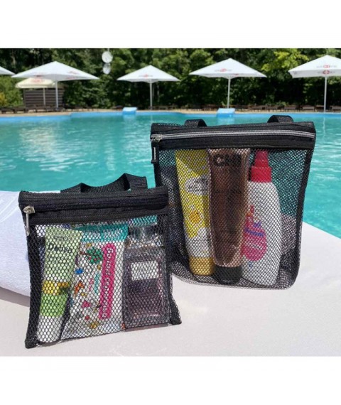 Set of 2 pcs cosmetic bags for shower or beach ORGANIZE (black)