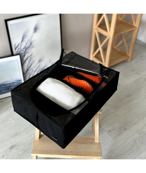 Textile storage case for 4 compartments 50*35*14 cm (with removable partitions) ORGANIZE (black)