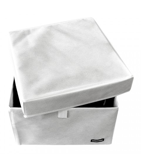 Ящик-органайзер с крышкой для хранения документов и вещей в шкафу L (белый)