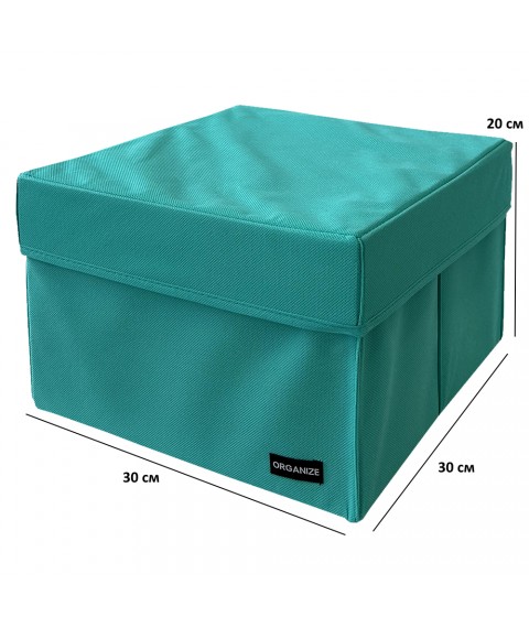 Storage box L with lid - 30*30*20 cm (azure)