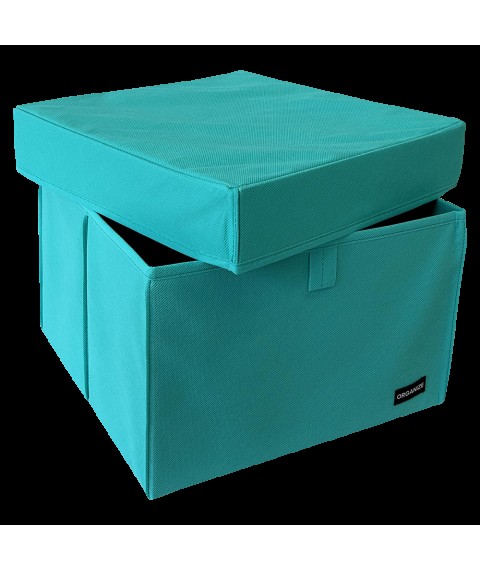 Storage box L with lid - 30*30*20 cm (azure)