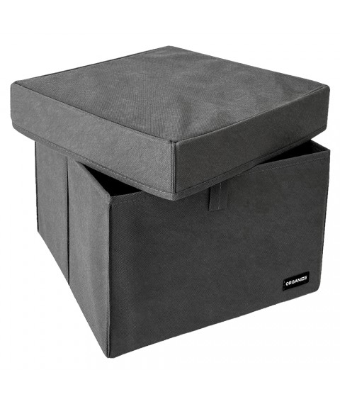 Storage box L with lid - 30*30*20 cm (gray)