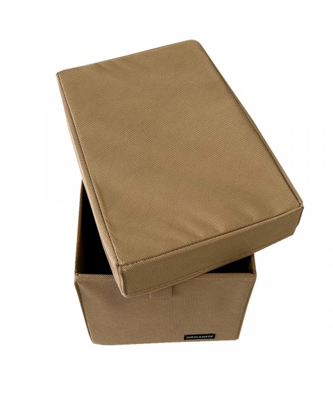 Organizer box for storing things with lid M - 30*19*19 cm (beige)